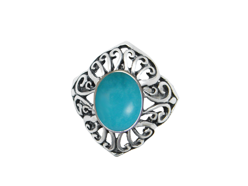 Sterling Silver Filigree Ring With Turquoise Size 9